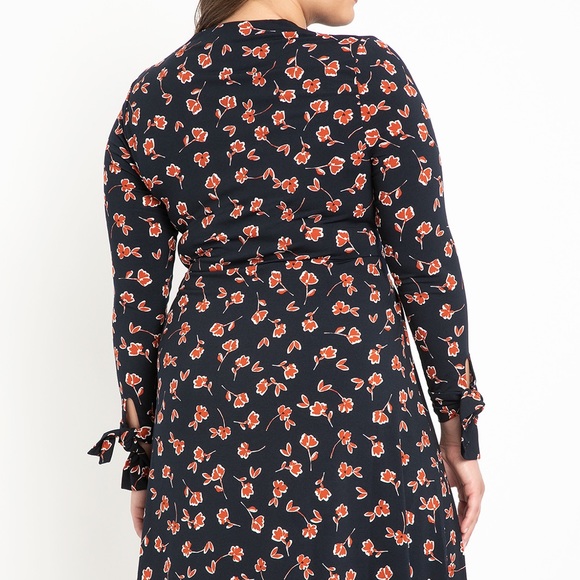 NWOT ELOQUII Tie Detail Midi Dress - Picture 2 of 8